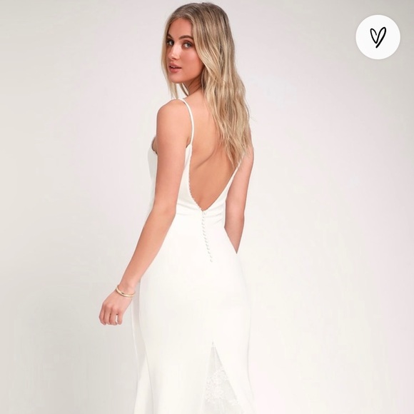 Taliana White Lace Button Back Maxi Dress - Picture 1 of 2